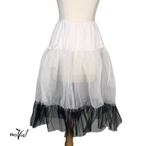 Vintage Crinoline Petticoat White Black Tulle Full Skirt Rockabilly 50s -Hey Viv